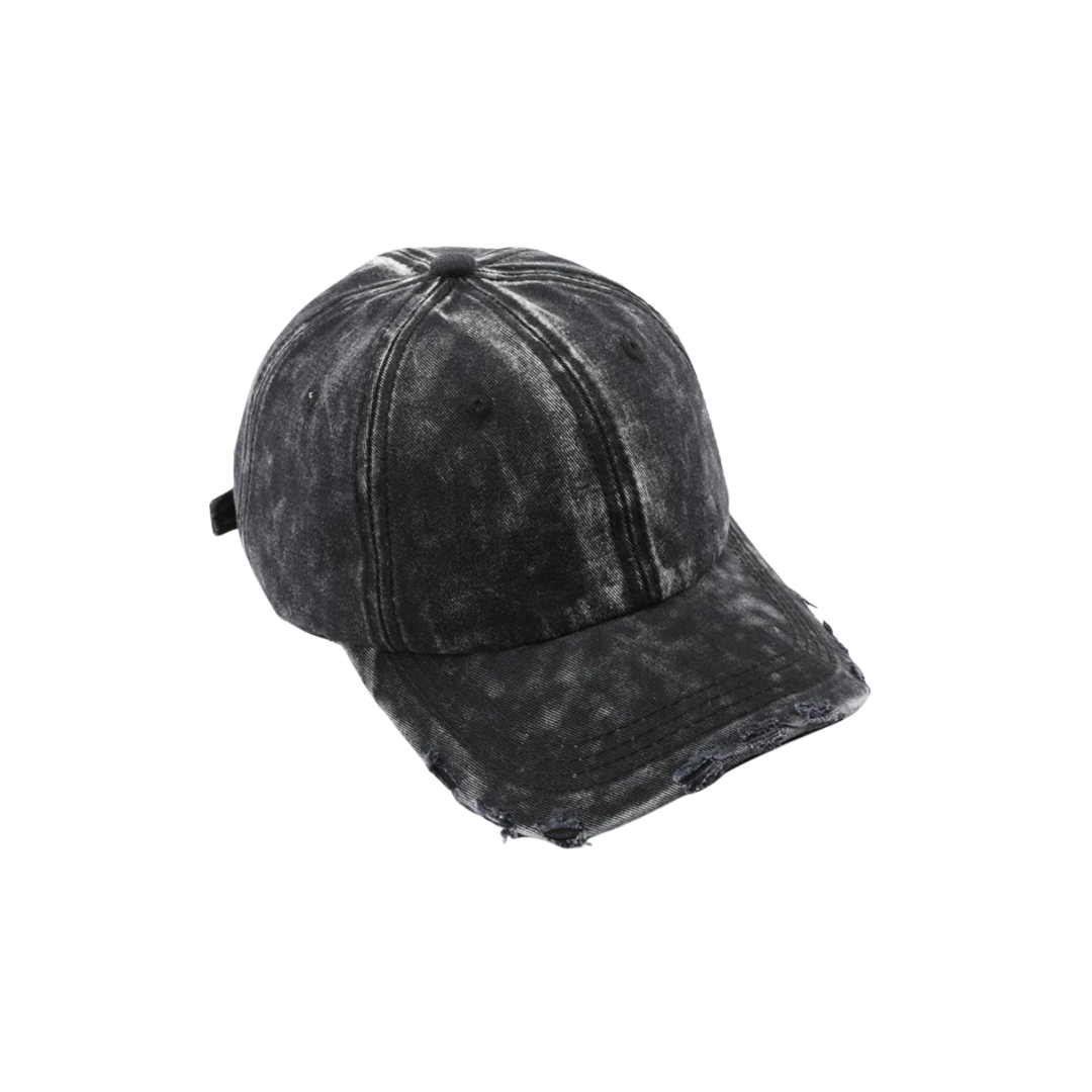 DISTRESSED BASEBALL HAT - Black