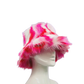 FUZZY BUCKET HAT - Red, White, & Pink