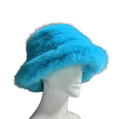FUZZY BUCKET HAT - Blue