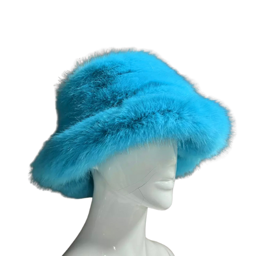 FUZZY BUCKET HAT - Blue
