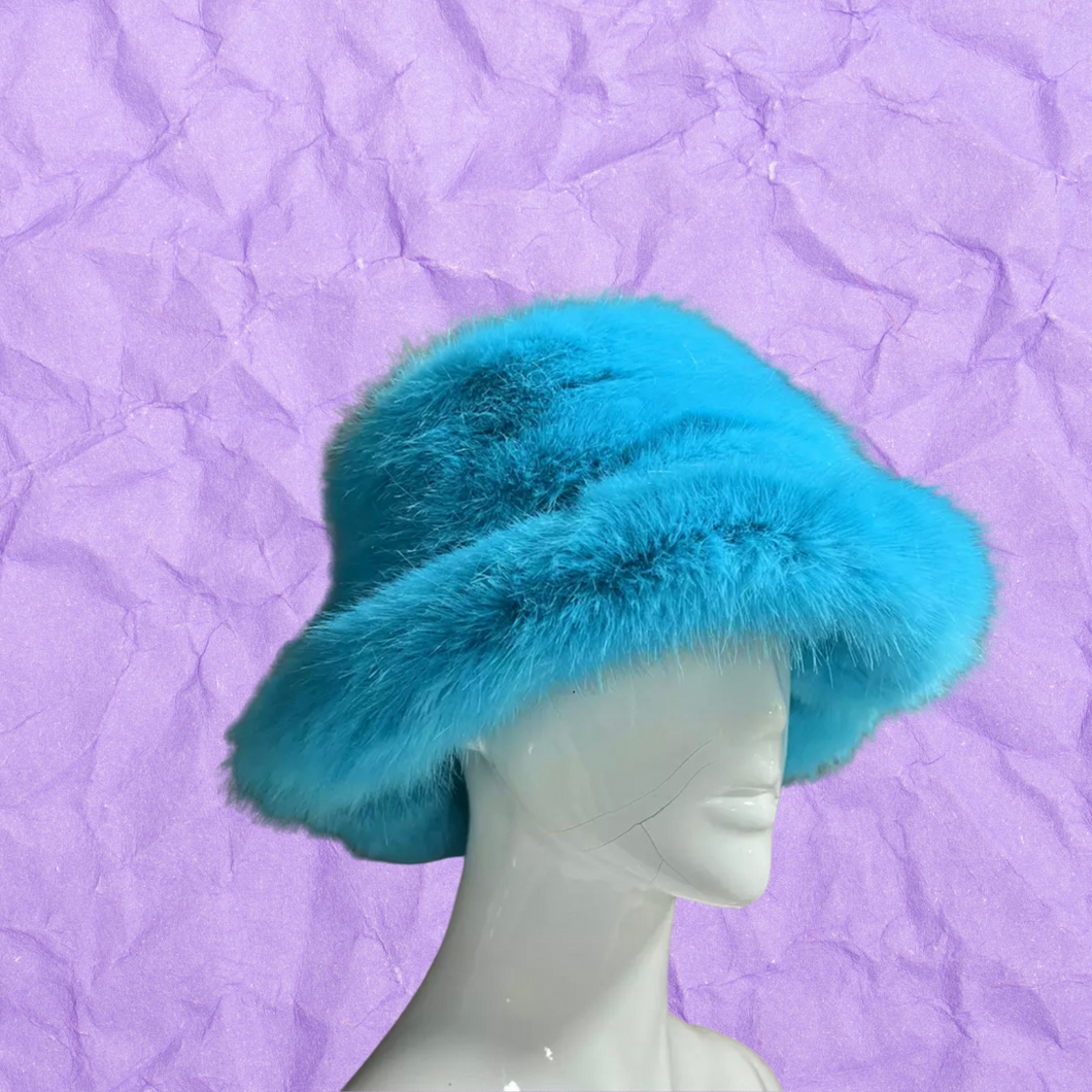 Fuzzy Bucket Hat - Blue